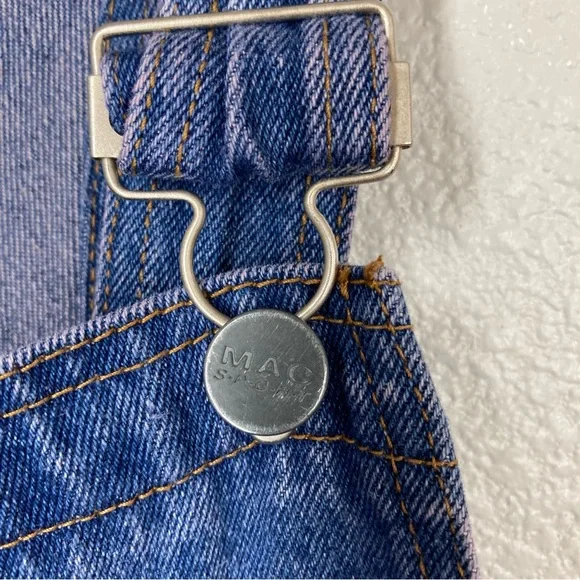 Mac Sport Overall Bib Carpenter Jeans Mens XL Denim Made in Hong Kong